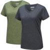 imageMAGCOMSEN 2 Pack Womens Short Sleeve Tees Moisture Wicking Shirts Summer V Neck Running TopsBlackAgreen