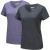 imageMAGCOMSEN 2 Pack Womens Short Sleeve Tees Moisture Wicking Shirts Summer V Neck Running TopsBlackViolet