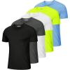 imageMAGCOMSEN 5 Pack Mens Short Sleeve UPF 50 Shirts Dry Fit Athletic Rash Guard Workout Running Swim Gym Performance TshirtsBlackDark GreyWhiteFluorescent GreenSky Blue