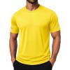 imageMAGCOMSEN Dry Fit Shirts for Men Sun Protection Athletic Short Sleeve Shirt Workout Gym Fishing Swim Rash GuardYellow