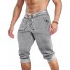 imageMAGCOMSEN Mens 34 Jogger Capri Pants with Zipper Pockets Knee Length Running Training Workout ShortsLight Grey
