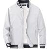 imageMAGCOMSEN Mens Bomber Jacket Lightweight Windbreaker Jackets Zip Up Windproof Jackets Casual Spring Fall Coat for GolfWhite