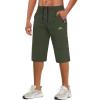 imageMAGCOMSEN Mens Capri Shorts Quick Dry Below Knee 34 Capri Pants with Zipper Pockets for Workout Running Training SummerArmy Green