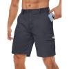 imageMAGCOMSEN Mens Cargo Shorts with 6 Pockets Twill Elastic Above Knee Pants Casual Work ShortsDark Grey