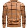 imageMAGCOMSEN Mens Crewneck Sweaters Cotton Lightweight Plaid Pullover Sweater Warm Casual Fall Winter SweatshirtsCamel