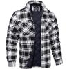 imageMAGCOMSEN Mens Flannel Shirts Long Sleeve Quilted Lined Button Down Plaid Flannel Jacket Heavyweight Warm Winter CoatBlack