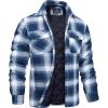 imageMAGCOMSEN Mens Flannel Shirts Long Sleeve Quilted Lined Button Down Plaid Flannel Jacket Heavyweight Warm Winter CoatBlue