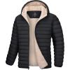 imageMAGCOMSEN Mens Puffer Jacket with Hood Fleece lined Warm Puffer Coats Water Resistant Down Jacket Zip Up Winter JacketsBlack