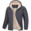 imageMAGCOMSEN Mens Puffer Jacket with Hood Fleece lined Warm Puffer Coats Water Resistant Down Jacket Zip Up Winter JacketsDark Grey