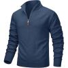 imageMAGCOMSEN Mens Quarter Zip Pullover Lightweight Mock Neck Polo Sweater Long Sleeve Warm Fall Winter Pullover SweatersDenim Blue