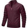 imageMAGCOMSEN Mens Quarter Zip Pullover Lightweight Mock Neck Polo Sweater Long Sleeve Warm Fall Winter Pullover SweatersWine Red