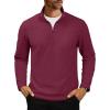 imageMAGCOMSEN Mens Quarter Zip Pullover Polar Fleece Sweatshirt Casual Long Sleeve Shirts for Men Winter Fall ThermalWine Red