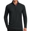 imageMAGCOMSEN Mens Sun Protection UPF 50 Long Sleeve Shirt Quarter Zip Pullover Quick Dry Lightweight Fishing Running Rash GuardBlack