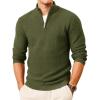 imageMAGCOMSEN Mens Sweaters 14 Zip Knit Waffle Textured Pullover for Fall Winter Warm Soft SweatshirtsArmy Green
