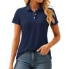 imageMAGCOMSEN Women Tops with Collared Short Sleeve Golf Polo Tops Dry Fit Athletic Tshirt for Work Out Uniform Tee Navy 2XL