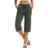 imageMAGCOMSEN Womens Capri Pants Cotton Yoga Wide Leg Capris Loose Casual Lounge Workout Capri Sweatpants with 5 PocketsDark Grey