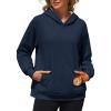 imageMAGCOMSEN Womens Fleece Hoodie Pullover Warm Long Sleeve Shirts Hooded Sweatshirt with Pockets Casual Loose FitNavy