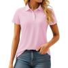 imageMAGCOMSEN Womens Polos Golf Shirts Short Sleeve UPF 50 Collared Shirt Quick Dry Tennis Work Athletic TopsLight Pink