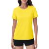 imageMAGCOMSEN Womens Short Sleeve Shirt UPF 80 Sun Protection TShirts Quick Dry Workout Gym Running TopsBright Yellow