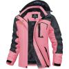 imageMAGCOMSEN Womens Ski Jacket Waterproof Insulated Snow Jacket Warm Windproof Winter Coats with Hood Fleece Lined JacketPink Grey