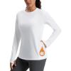 imageMAGCOMSEN Womens Thermal Shirts Long Sleeve Fleece Lined Shirt Workout Tops Athletic Base Layer Running Hiking WinterWhite