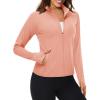 imageMAGCOMSEN Womens UPF 50 Lightweight Zip Up Jackets Cropped Athletic Workout UV Protection Sun Shirt RunningApricot