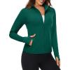 imageMAGCOMSEN Womens UPF 50 Lightweight Zip Up Jackets Cropped Athletic Workout UV Protection Sun Shirt RunningEmerald Green