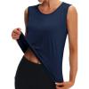 imageMAGCOMSEN Womens Workout Tank Top Athletic Muscle Sleeveless Crew Neck Shirt UPF 80 Moisture Wicking Gym RunningNavy