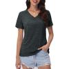 imageMAGCOMSEN Workout Tops for Women UPF 50 Quick Dry Short Sleeve Sun Protection VNeck Shirts Lightweight Hiking T ShirtsBlack