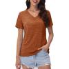 imageMAGCOMSEN Workout Tops for Women UPF 50 Quick Dry Short Sleeve Sun Protection VNeck Shirts Lightweight Hiking T ShirtsDark Orange