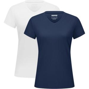 imageMAGCOMSEN 2 Pack Womens T Shirts VNeck Short Sleeve UPF 50 Sun Protection Workout Quick Dry Shirts Tee TopsWhiteNavy