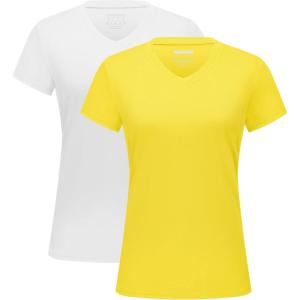 imageMAGCOMSEN 2 Pack Womens T Shirts VNeck Short Sleeve UPF 50 Sun Protection Workout Quick Dry Shirts Tee TopsWhiteYellow