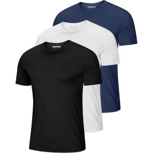 imageMAGCOMSEN 3 Pack Mens Short Sleeve Quick Dry Shirts Moisture Wicking UPF 50 Athletic Running Gym Workout Swim TShirtsBlackWhiteNavy