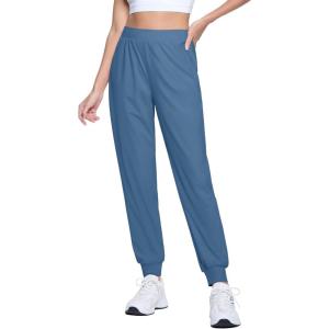 imageMAGCOMSEN Joggers for Women High Waisted Golf Pants Lightweight Hiking Pants Quick Dry Workout Running Athletic JoggersHaze Blue