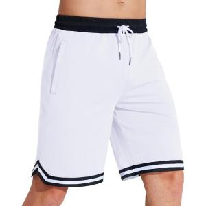 imageMAGCOMSEN Mens Athletic 10 Shorts Quick Dry Basketball Shorts Workout Gym Running Tennis Shorts Lightweight ShortsWhiteBlack