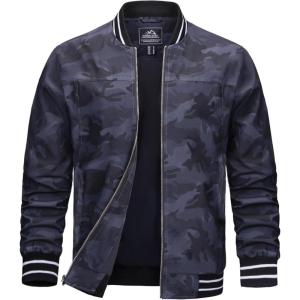 imageMAGCOMSEN Mens Bomber Jacket Lightweight Windbreaker Jackets Zip Up Windproof Jackets Casual Spring Fall Coat for GolfCamouflage Black