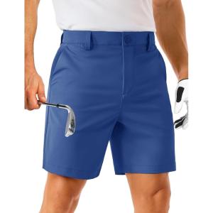 imageMAGCOMSEN Mens Golf Shorts 7quot Quick Dry Lightweight Stretch Casual Shorts with 6 Pockets Dress Work HikingBlue Grey