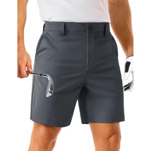 imageMAGCOMSEN Mens Golf Shorts 7quot Quick Dry Lightweight Stretch Casual Shorts with 6 Pockets Dress Work HikingDark Grey