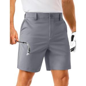 imageMAGCOMSEN Mens Golf Shorts 7quot Quick Dry Lightweight Stretch Casual Shorts with 6 Pockets Dress Work HikingLight Grey