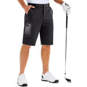 imageMAGCOMSEN Mens Golf Shorts with 6 Pockets 11 inch Inseam Quick Dry Stretch Casual Work Dress Hiking Shorts for MenBlack