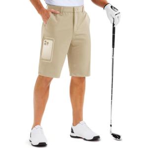 imageMAGCOMSEN Mens Golf Shorts with 6 Pockets 11 inch Inseam Quick Dry Stretch Casual Work Dress Hiking Shorts for MenKhaki
