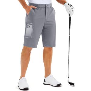 imageMAGCOMSEN Mens Golf Shorts with 6 Pockets 11 inch Inseam Quick Dry Stretch Casual Work Dress Hiking Shorts for MenLight Grey