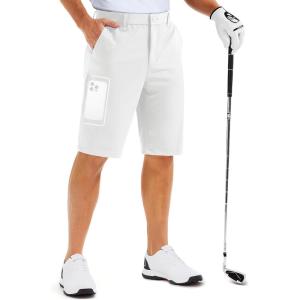 imageMAGCOMSEN Mens Golf Shorts with 6 Pockets 11 inch Inseam Quick Dry Stretch Casual Work Dress Hiking Shorts for MenWhite
