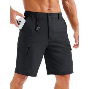 imageMAGCOMSEN Mens Hiking Cargo Shorts Quick Dry Lightweight 9quot Golf Shorts Summer Casual Work Outdoor with 5 Zipper PocketsBlack