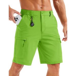 imageMAGCOMSEN Mens Hiking Cargo Shorts Quick Dry Lightweight 9quot Golf Shorts Summer Casual Work Outdoor with 5 Zipper PocketsFruit Green