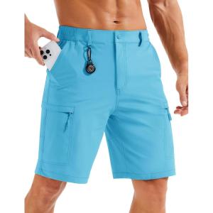 imageMAGCOMSEN Mens Hiking Cargo Shorts Quick Dry Lightweight 9quot Golf Shorts Summer Casual Work Outdoor with 5 Zipper PocketsIce Blue