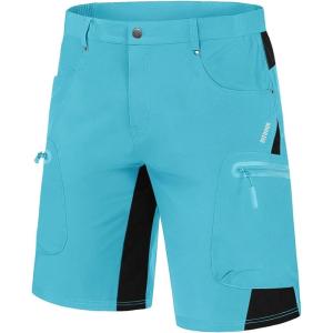 imageMAGCOMSEN Mens Hiking Shorts 5 Pockets Ripstop Quick Dry Summer Athletic Shorts for Workout Hiking CyclingIce Blue