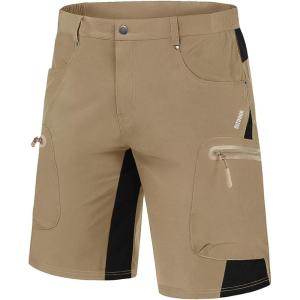 imageMAGCOMSEN Mens Hiking Shorts 5 Pockets Ripstop Quick Dry Summer Athletic Shorts for Workout Hiking CyclingKhaki