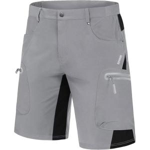 imageMAGCOMSEN Mens Hiking Shorts 5 Pockets Ripstop Quick Dry Summer Athletic Shorts for Workout Hiking CyclingLight Grey