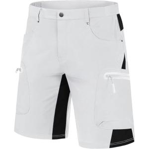 imageMAGCOMSEN Mens Hiking Shorts 5 Pockets Ripstop Quick Dry Summer Athletic Shorts for Workout Hiking CyclingWhite